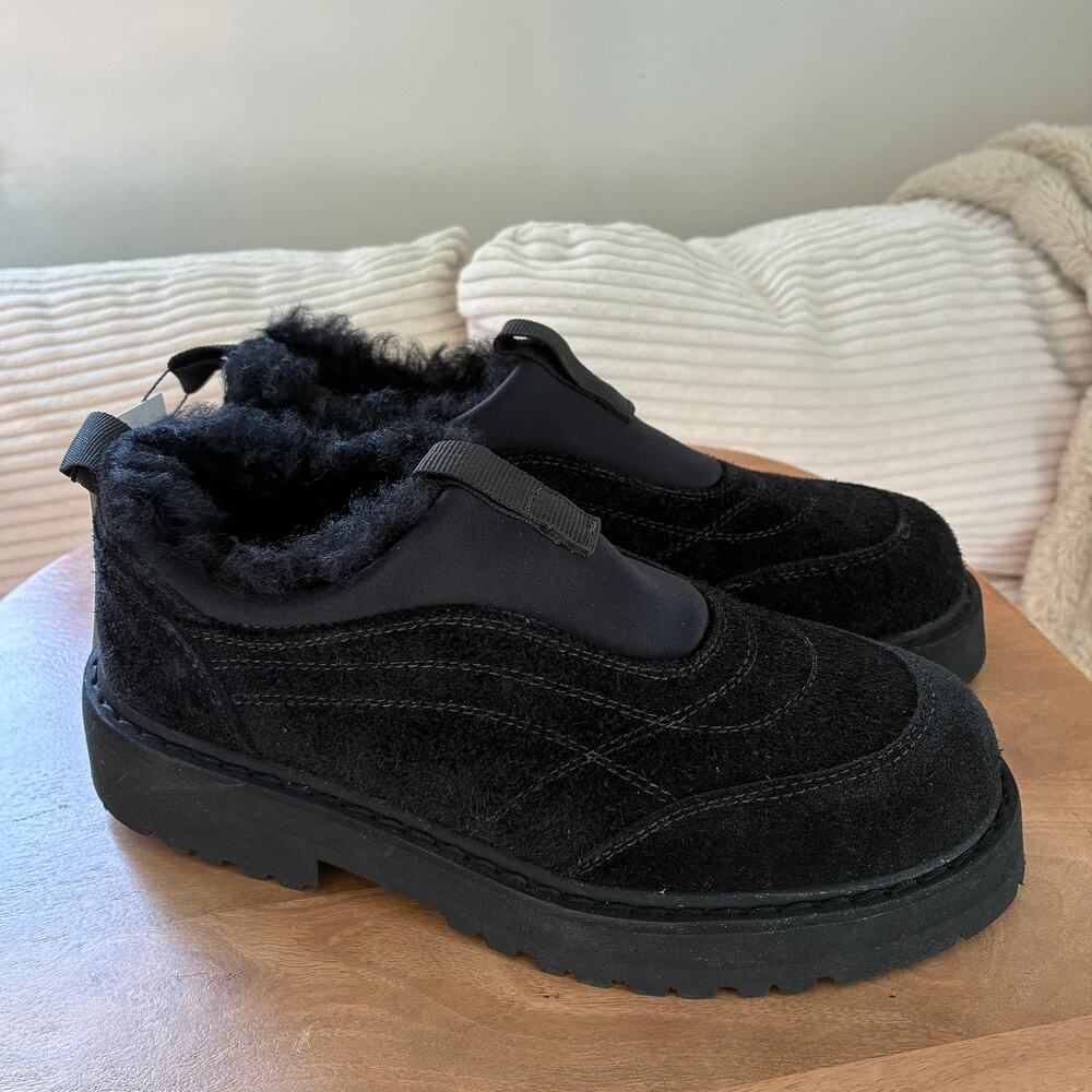 Diemme Lauro Suede Sherpa Lined Chunky Black Slip-on Shoes W Size EU 38 / US 7